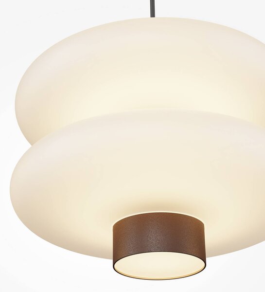 LED závesné svietidlo Nuvem, hnedé, opálové sklo, dĺžka 66 cm, 3-pl., Hnedá / hrdzavá, Obývacia izba / jedáleň, Sklo, Moderný, Závesné svietidlo