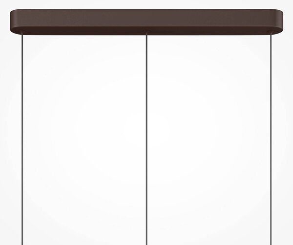LED závesné svietidlo Nuvem, hnedé, opálové sklo, dĺžka 66 cm, 3-pl., Hnedá / hrdzavá, Obývacia izba / jedáleň, Sklo, Moderný, Závesné svietidlo