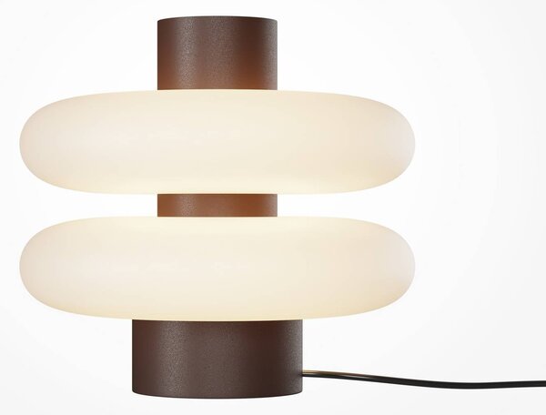 Stolová LED lampa Nuvem, hnedá, opálové sklo, výška 15 cm, stmievač, Hnedá / hrdzavá, Obývacia izba / jedáleň, Sklo, Moderný