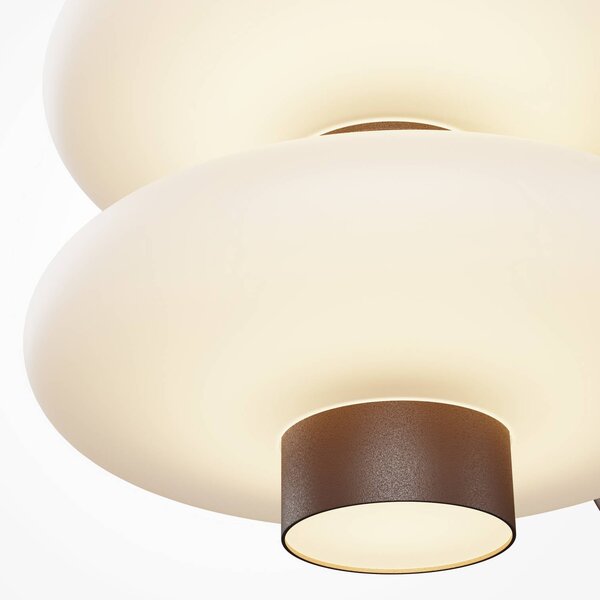 LED nástenné svetlo Nuvem, hnedá, opálové sklo, výška 15 cm, stmievateľné, Hnedá / hrdzavá, Obývacia izba / jedáleň, Sklo, Moderný, Nástenné svietidlo