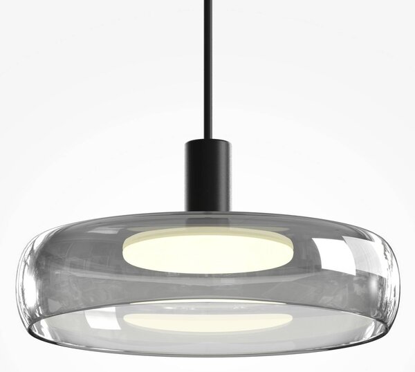 LED závesné svietidlo FLOAT, šedá/čierna, Ø 20 cm, sklo/kov, Hliník / sivá / zinok, Obývacia izba / jedáleň, Sklo, Moderný, Závesné svietidlo