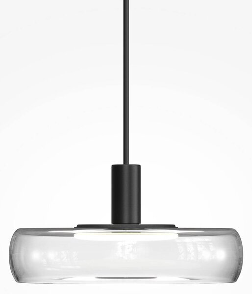 LED závesné svietidlo FLOAT, číre/čierne, Ø 20 cm, sklo/kov, Jasné / priehľadné, Obývacia izba / jedáleň, Sklo, Moderný, Závesné svietidlo