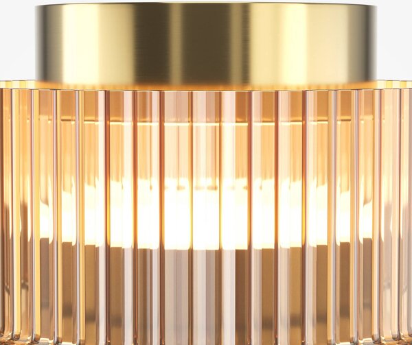 Stropné LED svetlo SCALA, hnedé/bronzové, Ø 15 cm, sklo, stmievateľné, Hnedá / hrdzavá, Obývacia izba / jedáleň, Sklo, Moderný, Stropné svetlo polkruhové s priestorom