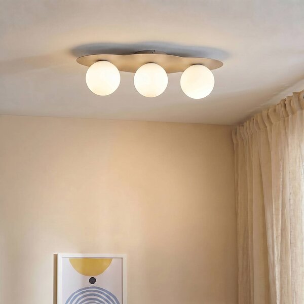 TK Lighting Stropné svietidlo Cloud, béžové, 3-pl., sklo, dĺžka 51 cm, G9, Krémová / jantárovo žltá, Detská izba, Sklo, Stropné svetlo