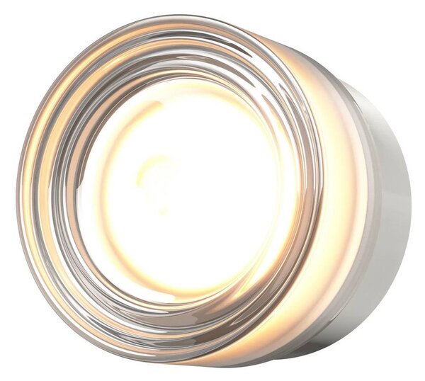 LED nástenné svetlo OLO, platinová/čirá hladká, Ø 13 cm,, Hliník / sivá / zinok, Obývacia izba / jedáleň, Sklo, Moderný, Nástenné svietidlo