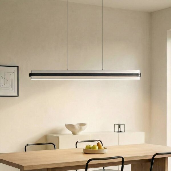 Lucande LED závesné svietidlo Tarnin, čierna/nikel, 98 cm, Čierna, Obývacia izba / jedáleň, kov, Moderný, Závesné svietidlo