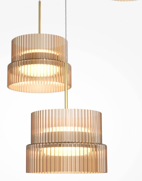 LED závesné svietidlo SCALA, hnedá/bronzová, Ø 40 cm, 3-pl. sklenené,, Hnedá / hrdzavá, Obývacia izba / jedáleň, Sklo, Moderný, Závesné svietidlo
