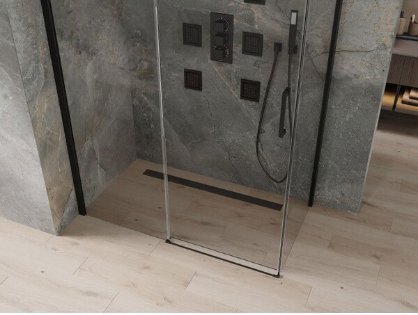 Mexen Omega sprchová kabína posuvná 130 x 70 cm, priehľadná, čierna - 825-130-070-70-00