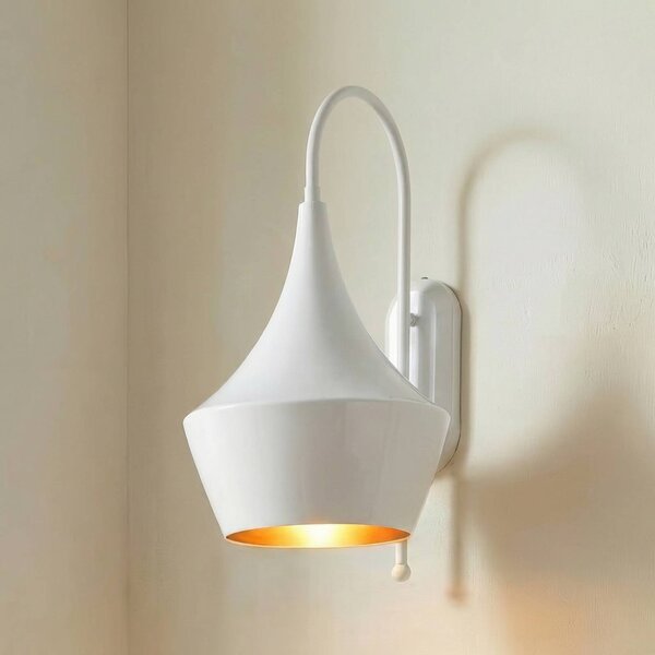 Nástenné svetlo Olaf, biele, kov, výška 48 cm, Biela / opálová, Obývacia izba / jedáleň, kov