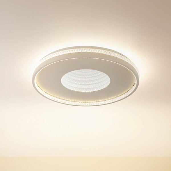 Stropné LED svetlo Shirley, piesková farba, Ø 51 cm, stmievateľné, Krémová / jantárovo žltá, Obývacia izba / jedáleň, kov, Závesné svietidlo