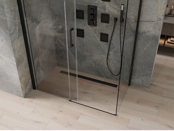 Mexen Omega sprchová kabína posuvná 130 x 70 cm, priehľadná, čierna - 825-130-070-70-00