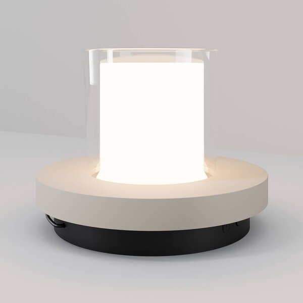 Solárna stolová LED lampa Lantra s osvetlením, biela, výška 10 cm, IP44,, Biela / opálová, Obývacia izba / jedáleň, Plast, Moderný, Stojacie svietidlo