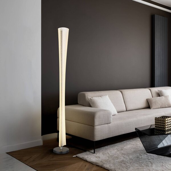 LED stojacia lampa Malinda, číra/antracitová, výška 155 cm,, Jasné / priehľadné, Obývacia izba / jedáleň, Plast