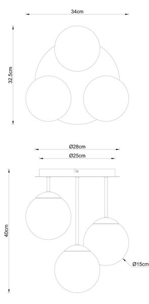 Stropné svietidlo Harmon, béžové/biele, sklo, Ø 34 cm, E14, Krémová / jantárovo žltá, Obývacia izba / jedáleň, Sklo, Závesné svietidlo