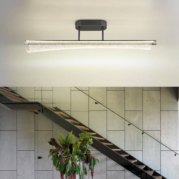 Stropné LED svetlo Malinda, číre/antracitové, dĺžka 81 cm,, Jasné / priehľadné, Obývacia izba / jedáleň, Plast