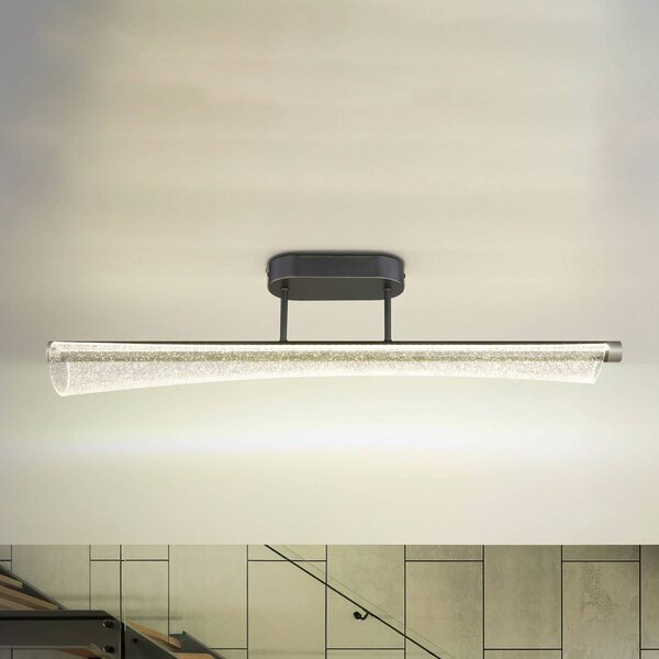 Stropné LED svetlo Malinda, číre/antracitové, dĺžka 81 cm,, Jasné / priehľadné, Obývacia izba / jedáleň, Plast