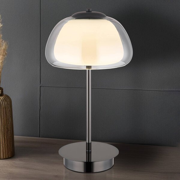 Stolová LED lampa Avila, dymovo šedá/čierna, sklo, stmievateľné, Hliník / sivá / zinok, Obývacia izba / jedáleň, Sklo, Stolová lampa