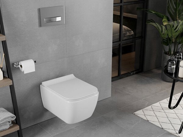 Mexen Elis miska wc Rimless s doskou s pomalým zatváraním slim, duroplast, biela lesklá - 30910700