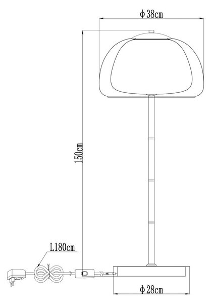 LED stojacia lampa Avila, dymovo šedá/čierna, sklo, stmievateľné, Hliník / sivá / zinok, Obývacia izba / jedáleň, Sklo, Stojaca lampa