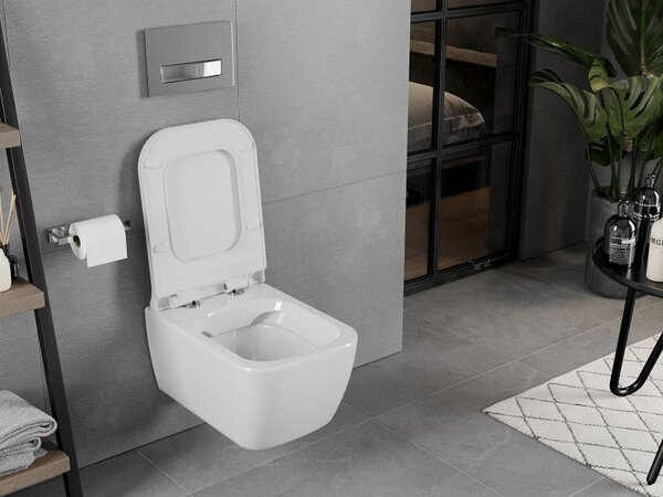 Mexen Elis miska wc Rimless s doskou s pomalým zatváraním slim, duroplast, biela lesklá - 30910700