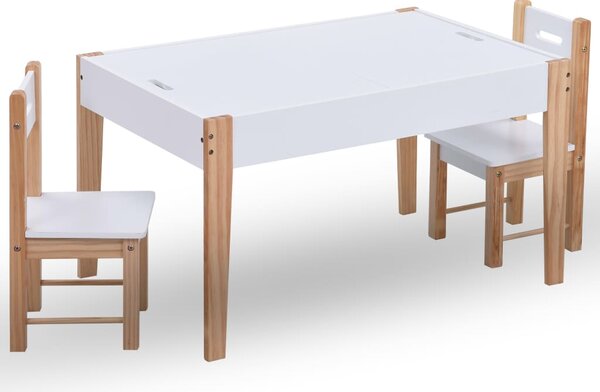 3-dielna sada detského stola+tabuľa a stoličky, čierno biela