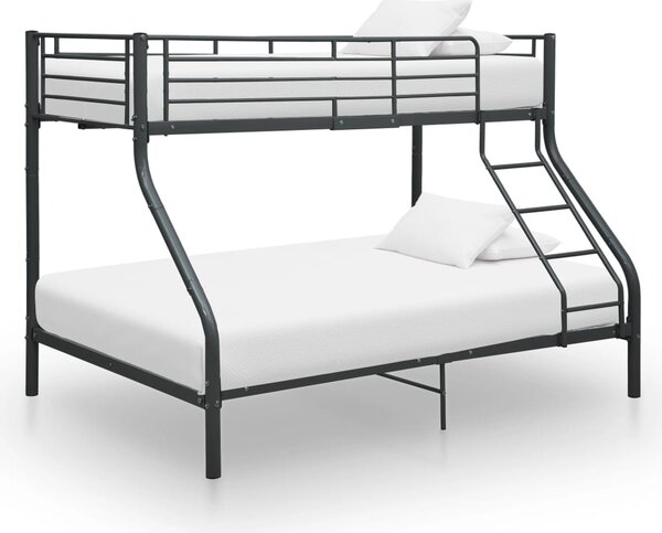 Rám poschodovej postele čierny kovový 140x200/90x200 cm