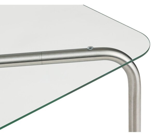 Konferenčný stolík so sklenenou doskou v striebornej farbe 60x110 cm Uku – noo.ma