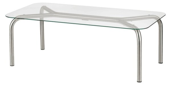 Konferenčný stolík so sklenenou doskou v striebornej farbe 60x110 cm Uku – noo.ma
