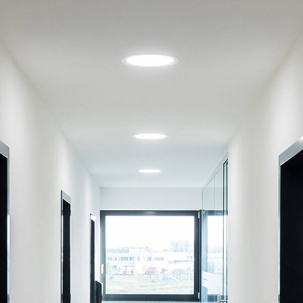 RZB HB 801 LED zapustené svietidlo IP54 Ø19cm 16W, Biela / opálová, Kúpeľňa, Hliník, Moderný, Zapustené okrúhle