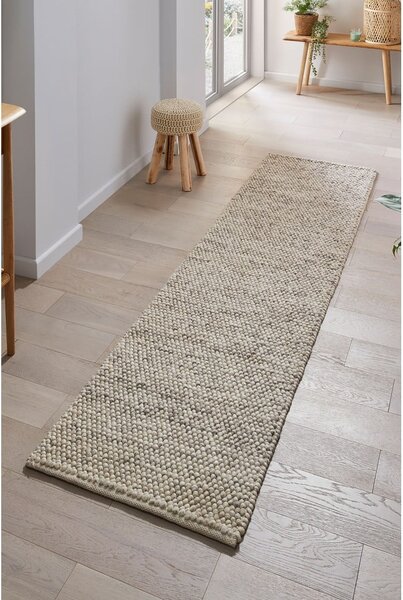 Svetlosivý ručne tkaný behúň s prímesou vlny 60x230 cm Minerals – Flair Rugs