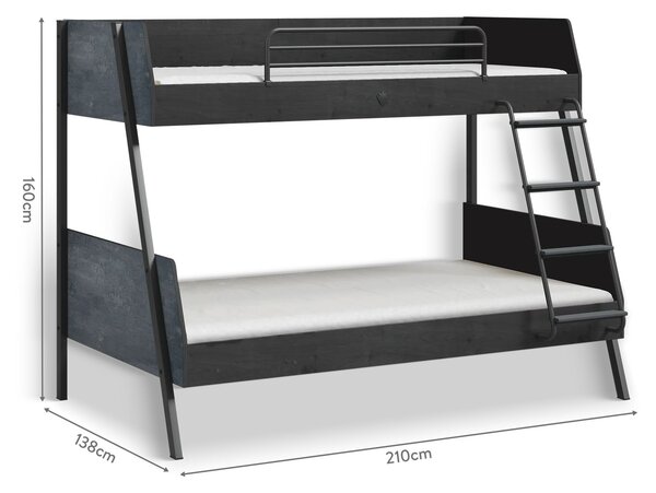 Cilek Študentská poschodová posteľ (90x200-120x200 cm) Dark Metal