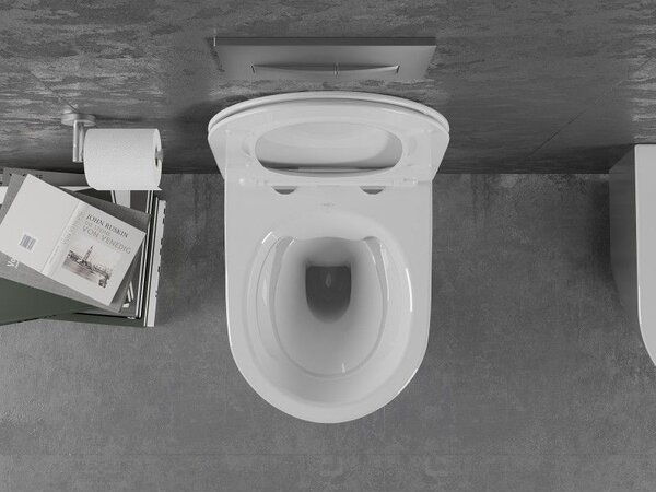 Mexen Lena WC misa Rimless s pomaly padajúcou doskou slim, duroplast, biela/strieborná - 30224004
