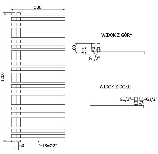 Mexen Neptun, vykurovacie teleso 1200x500 mm, 360 W, chrómová, W101-1200-500-00-01
