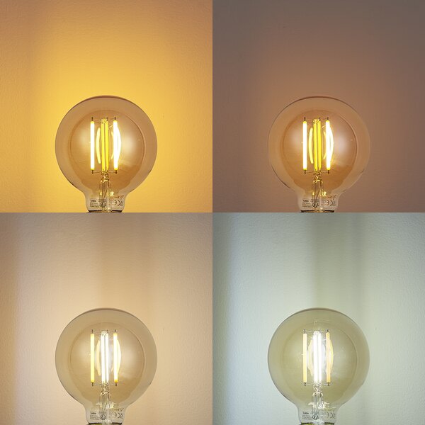 Inteligentná stmievateľná LED žiarovka E27 G95 zlatá 7W 806 lm 1800-6500K