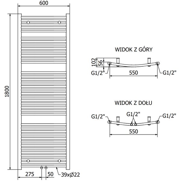Mexen Ares, vykurovacie teleso 1800 x 600 mm, 958 W, biela, W102-1800-600-00-20