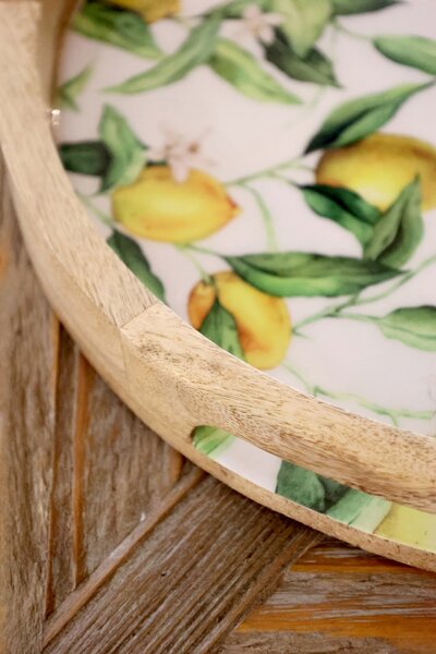 Drevený podnos Tours Lemons Ø 35 cm