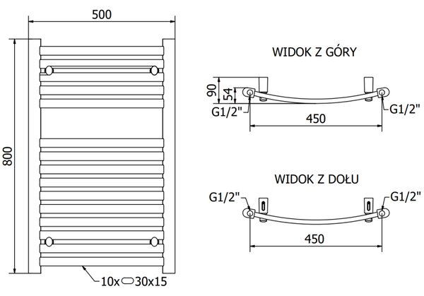 Mexen Helios, vykurovacie teleso 800x500 mm, 303 W, chrómová, W103-0800-500-00-01