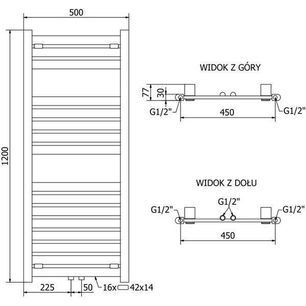 Mexen Uran vykurovacie teleso 1200 x 500 mm, 527 W, biela, W105-1200-500-00-20