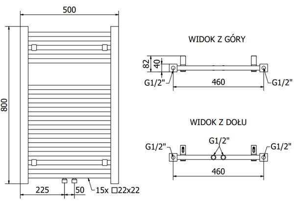 Mexen Pluton vykurovacie teleso 800 x 500 mm, 405 W, biela, W106-0800-500-00-20