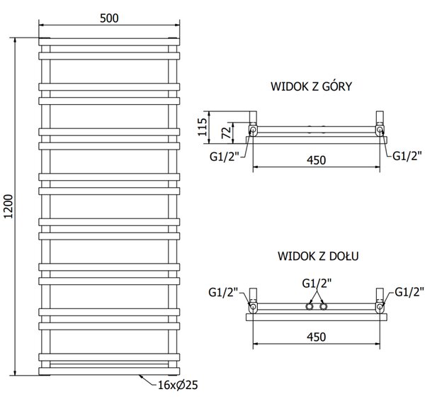 Mexen Saturn vykurovacie teleso 1200 x 500 mm, 409 W, biela, W108-1200-500-00-20