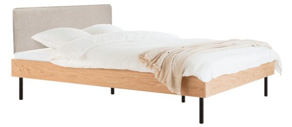 Čalúnená/z drevotriesky dvojlôžková posteľ v dekore duba s roštom 140x200 cm v prírodnej farbe Streiko – noo.ma