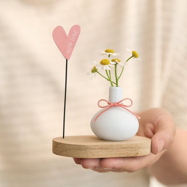Porcelánová vázička s podtáckom With Love