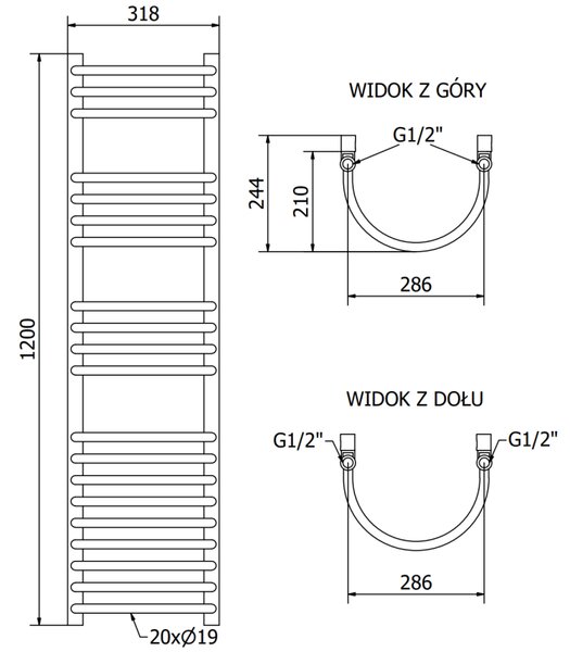 Mexen Eros, vykurovacie teleso 1200 x 318 mm, 331 W, chrómová, W112-1200-318-00-01