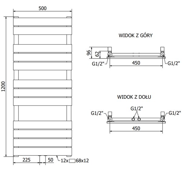 Mexen Ceres, vykurovacie teleso 1200x500 mm, 481 W, chrómová, W111-1200-500-00-01