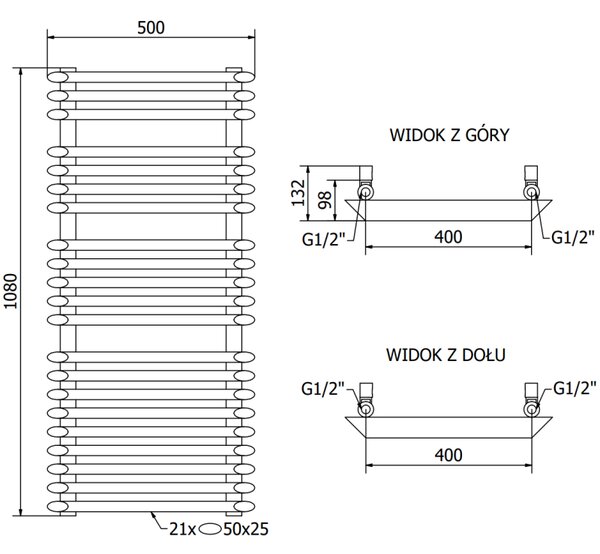 Mexen Akan vykurovacie teleso 1080 x 500 mm, 784 W, čierna, W121-1080-500-00-70