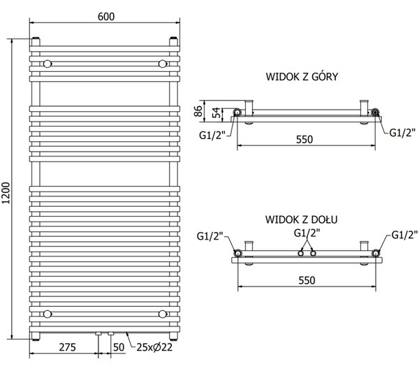 Mexen Sol vykurovacie teleso 1200 x 600 mm, 658 W, antracitová, W125-1200-600-00-66
