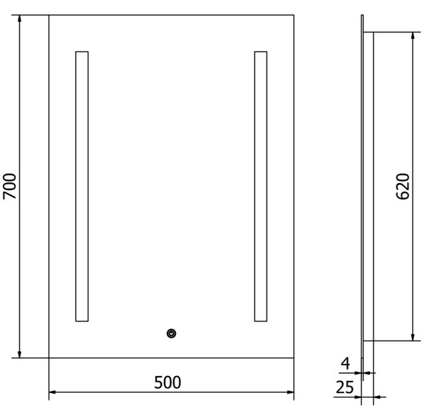 Mexen Remi, LED kúpeľňové zrkadlo s podsvietením 50 x 70 cm, 6000K, ochrana proti zahmlievaniu, 9804-050-070-611-00