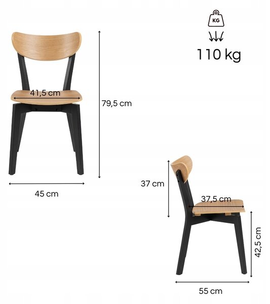 Actona Jedálenský set Roxby dub prírodný/čierny