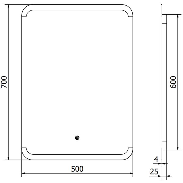 Mexen Nida, LED kúpeľňové zrkadlo s podsvietením 50x70 cm, 6000K, ochrana proti zahmlievaniu, 9806-050-070-611-00