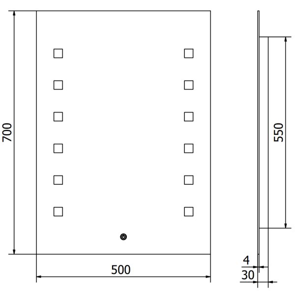 Mexen Ner, LED kúpeľňové zrkadlo s podsvietením 50x70 cm, 6000K, ochrana proti zahmlievaniu, 9809-050-070-611-00
